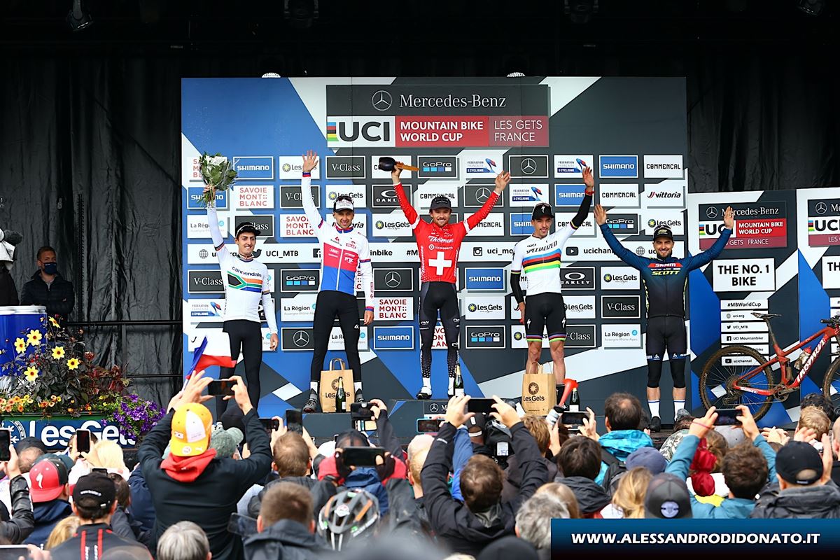 Podio Coppa del Mondo mountain bike Les Gets